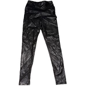 American Eagle Leggings Womens Small Black Faux Leather High Rise Stretch Pants